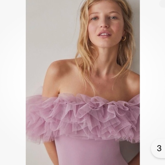 Free People Off-Shoulder Ruffled Tulle Bodysuit - Picture 1 of 4